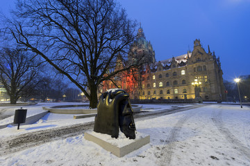 Rathaus Hannover in winter 