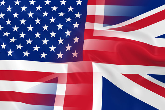 US and UK Relations Concept Image - Flags of the United States o