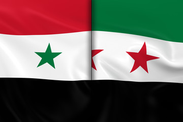 Syrian Crisis Concept Image - Flags of the Syrian Government and