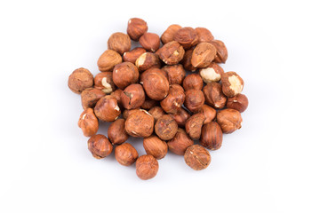 Heap of hazelnuts