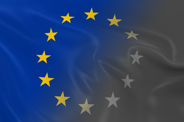 European Decline Concept - Flag of the European Union Fading into Black and White