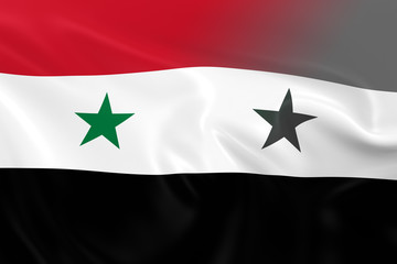 Syrian Crisis Concept Image - 3D Render of the Flag of Syria Fading into Greyscale