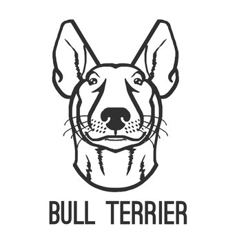 Bull terrier. Vector black icon logo illustration