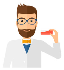 Pharmacist showing some medecine.