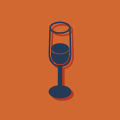 glass of wine isometric 3d icon