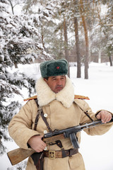 Fototapeta premium Defender of Stalingrad in a winter form