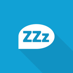 Flat Sleep icon with long shadow on blue backround