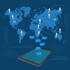  Global business communication, vector illustration