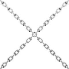 Obraz premium Steel Chain Cross Isolated on White Background