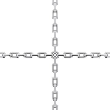 Steel Chain Cross Isolated on White Background