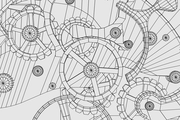 Abstract industrial, technology background. Gears outlines