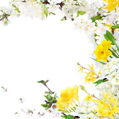 Obraz na płótnie Canvas Beautiful frame with flowers on white background