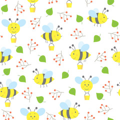 vector seamless spring pattern with bees