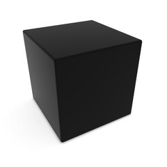 Blank Black Rounded Cube Shape Isolated on White Background