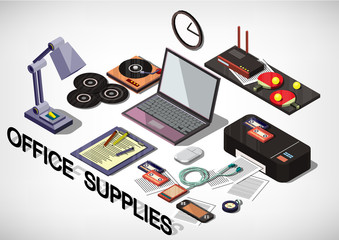 illustration of info graphic interior office concept in isometric graphic