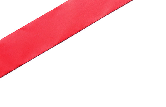 one red diagonal ribbon, isolated on white