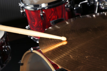 Drummer playing the drums closeup