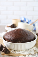 Home made chocolate pie on craft paper