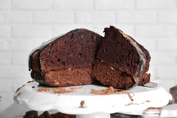 Home made chocolate pie on plate