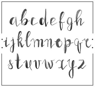 Handwritten calligraphic font alphabet written by a marker