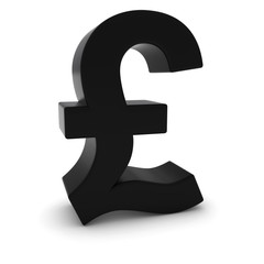 Black 3D Pound Symbol Isolated on White Background with Shadows