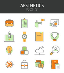 Vector modern thin line flat design of icons set.
