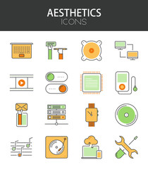 Vector modern thin line flat design of icons set.