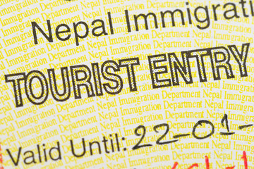Fragment du visa d& 39 entrée touristique au Népal.