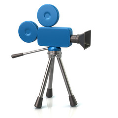 Illustration of blue movie camera