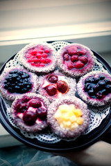 cakes with berries and fruits