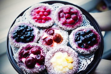 cakes with berries and fruits