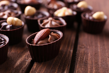 Chocolate sweets closeup