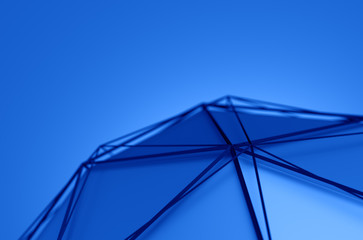 Abstract 3D Rendering of Low Poly Blue Shape.