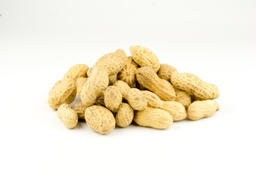 Dried peanuts in isolated on white