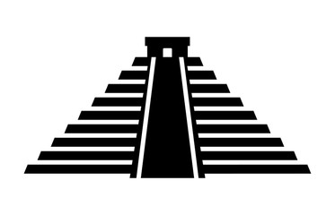 El Castillo pyramid in Chichen Itza flat icon for apps and websites - obrazy, fototapety, plakaty