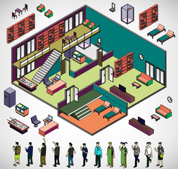 illustration of info graphic interior  room concept in isometric graphic