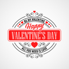 Happy Valentine Day Typographical Background. Vector illustration