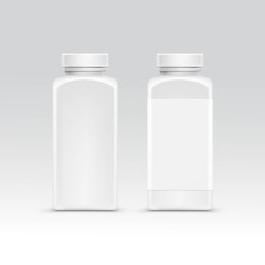 Blank Plastic Packaging Bottle with Cap for Pills Vector Isolated on Background