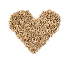 Heart shape made of sunflower seeds