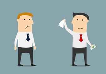 Businessman leaving his competitor without any money