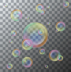 Vector modern soap bubbles on background