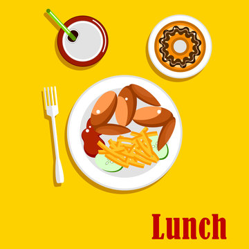 American fast food lunch menu elements
