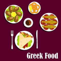 Traditional greek cuisine dinner flat icon
