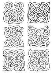 Gothic celtic snakes knot patterns