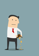 Bankrupt businessman with empty wallet