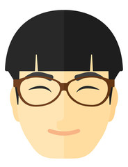 Pleased man with his eyes closed.