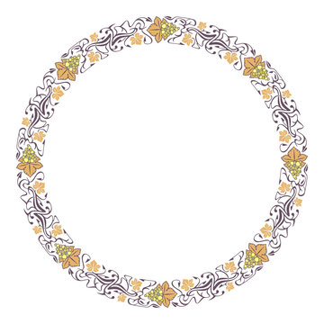 Round frame with grapes
