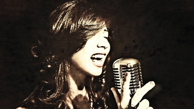 Vintage music woman singer vowels