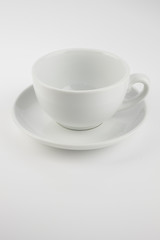 Empty coffee cup over white background