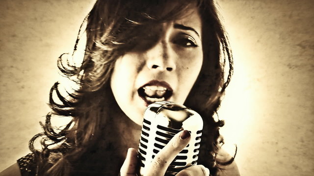 Vintage music woman singer white la la